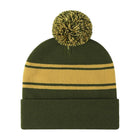 Two Tone Pom Striped Long Beanie Hat