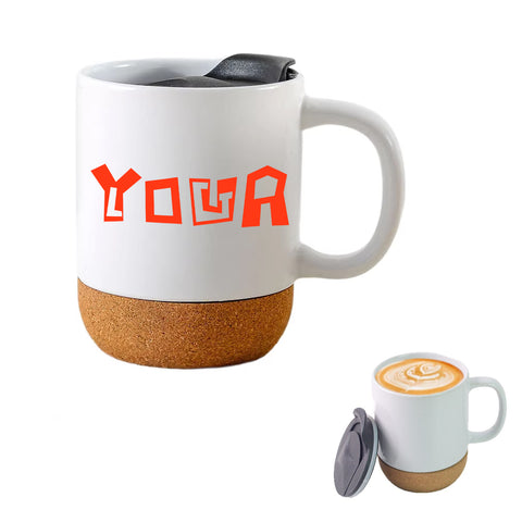 Ceramic Mug With Removable Lid & Cork Base