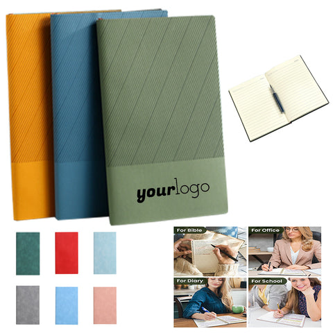 A5 Simple Soft Leather Striped Business Office Notebook