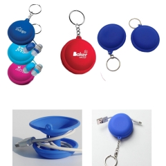 Silicone Earbuds Round Case With Keychain