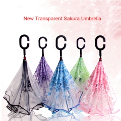 Transparent Double Inverted Sakura Umbrella